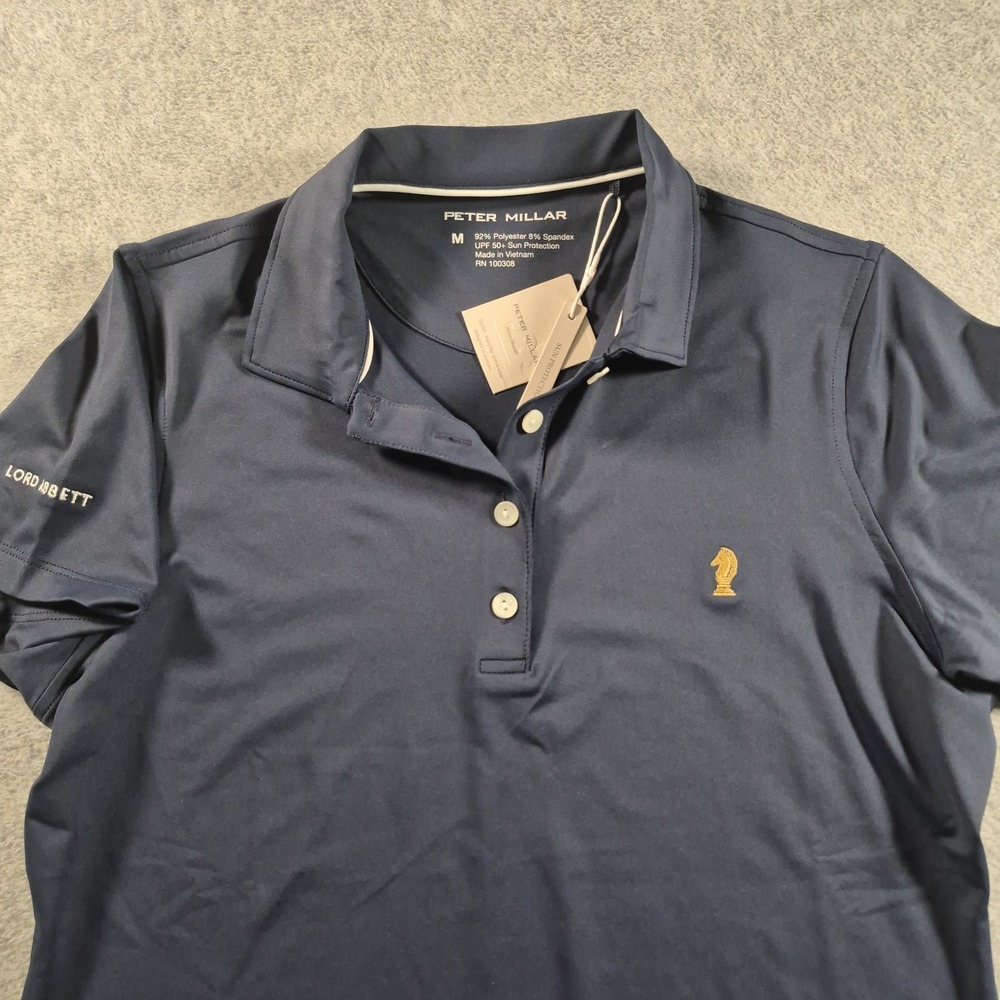 Peter Millar Womens Sun Protection UPF 50+ Golf Polo Shirt Navy Blue Size Medium - Picture 1 of 9